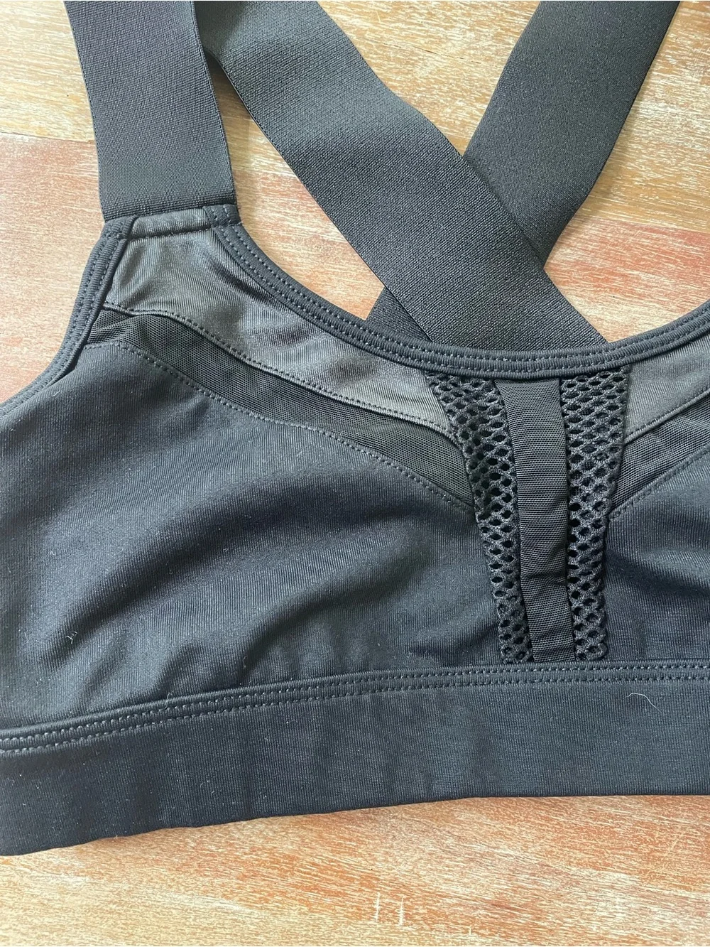 ALO Yoga Black Mesh-Panel Sports Bra